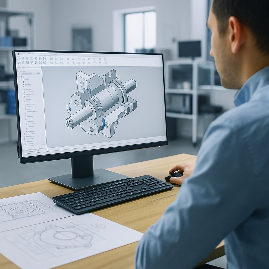 Engineer working in CAD workstation
